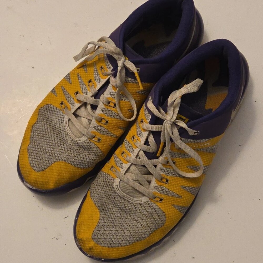 Share Nike Free Trainer 5.0 V6 AMP Louisiana Tigers LSU shoes sneakers SIZE 12 M